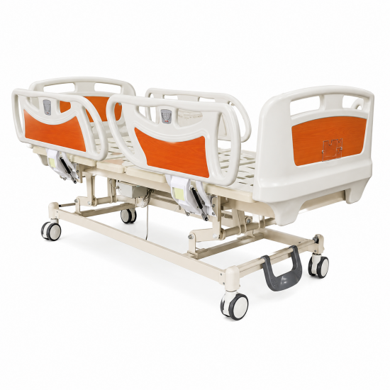 Electric Medical Care Bed with Split Rails and Central Locking