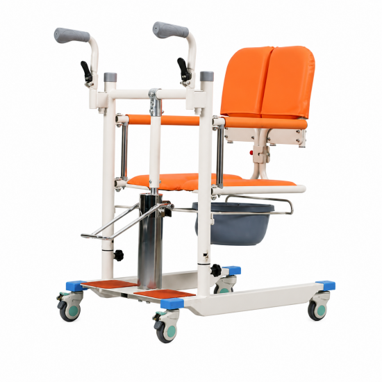 Hydraulic Transfer Chair with Commode for Elderly Care
