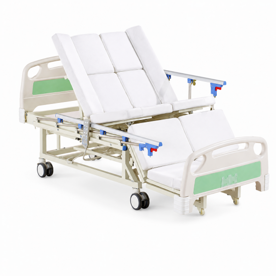 Full-Body Turning Elderly Care Bed with Foldable Aluminum Side Rails